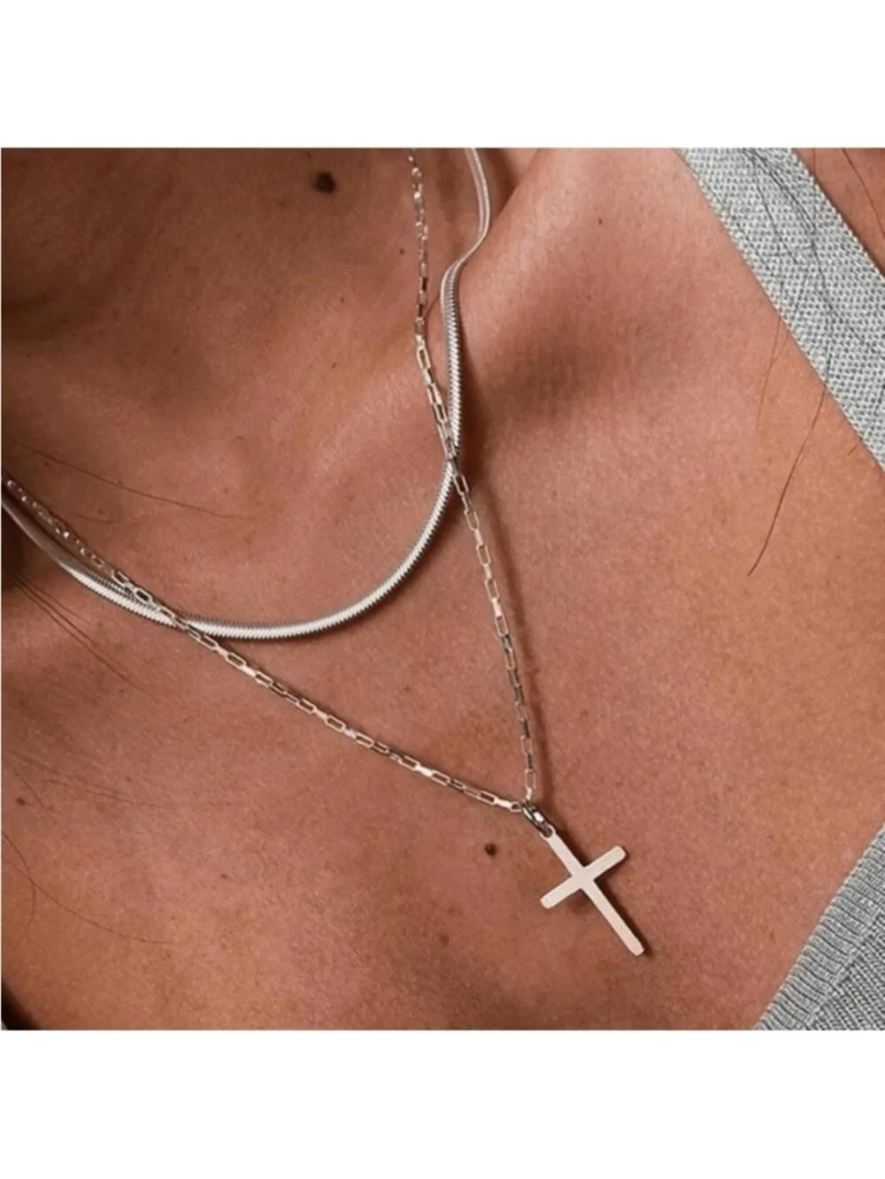 New! Silver Cross Necklace Stack Set (1008) NWOT